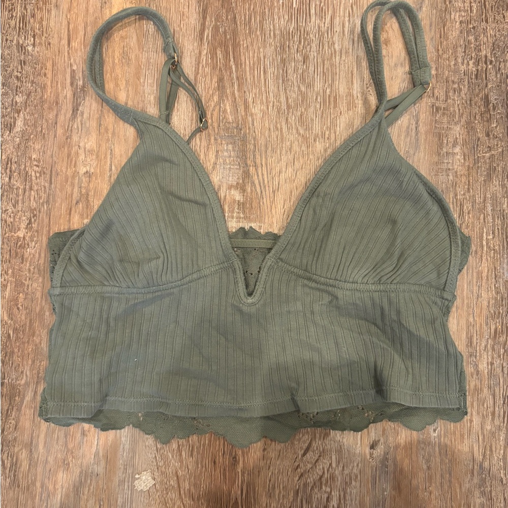 Aerie Olive Green Ribbed Bralette